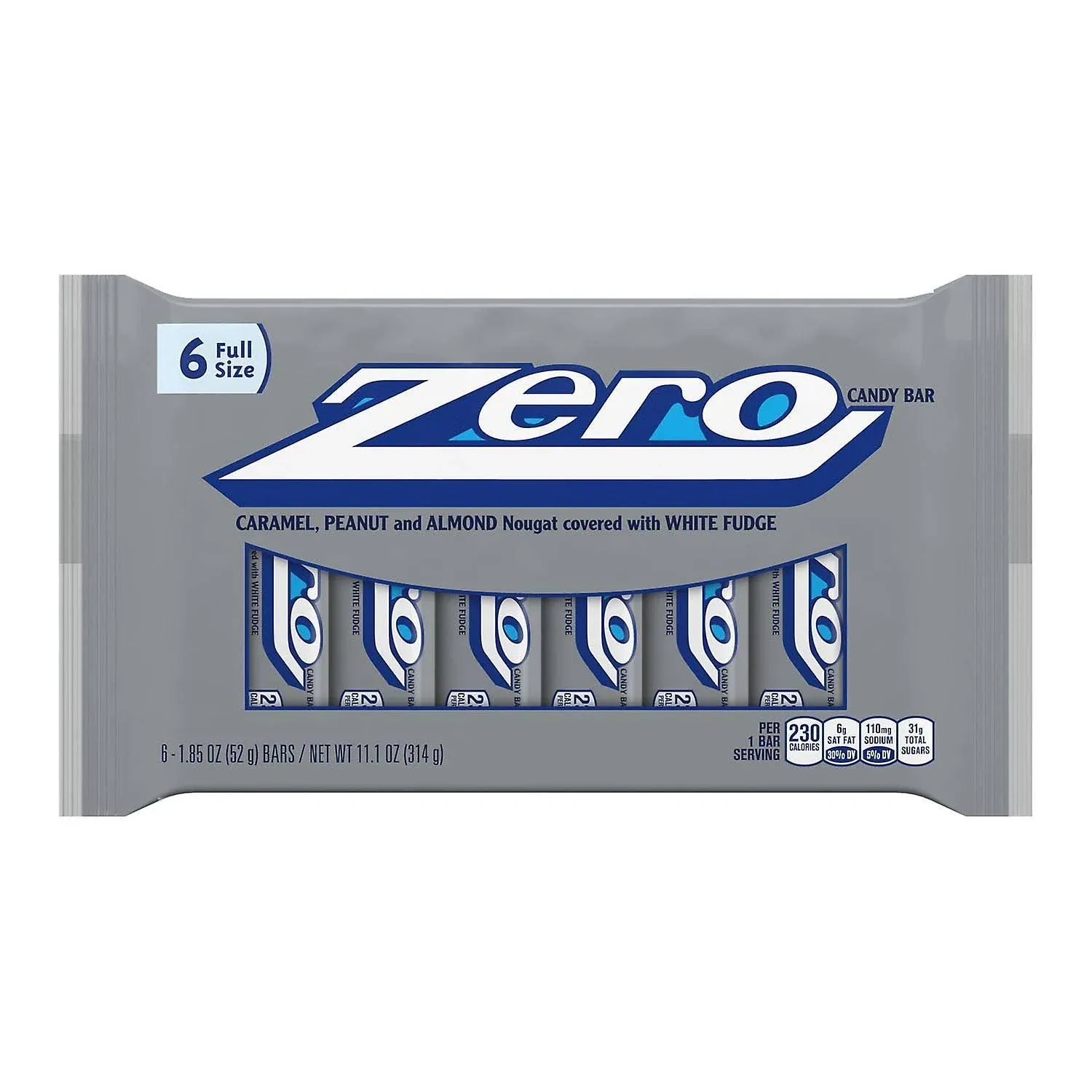 Zero Candy Bars, 1.85 oz, 6 count