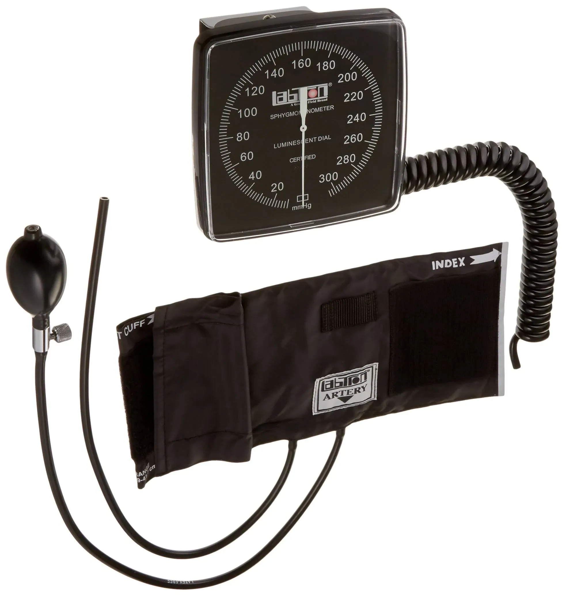 Labtron Wallmax Aneroid Sphygmomanometer, Adult, Black, Latex Free