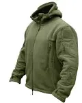 CRYSULLY Men's Tactical Front Zip Fleece Lining Hunting Mountaineering Jackets Windbreaker Coat Army Green