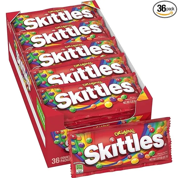 SKITTLES Original Summer Chewy Candy Packs, 36 Ct Bulk Candy Box