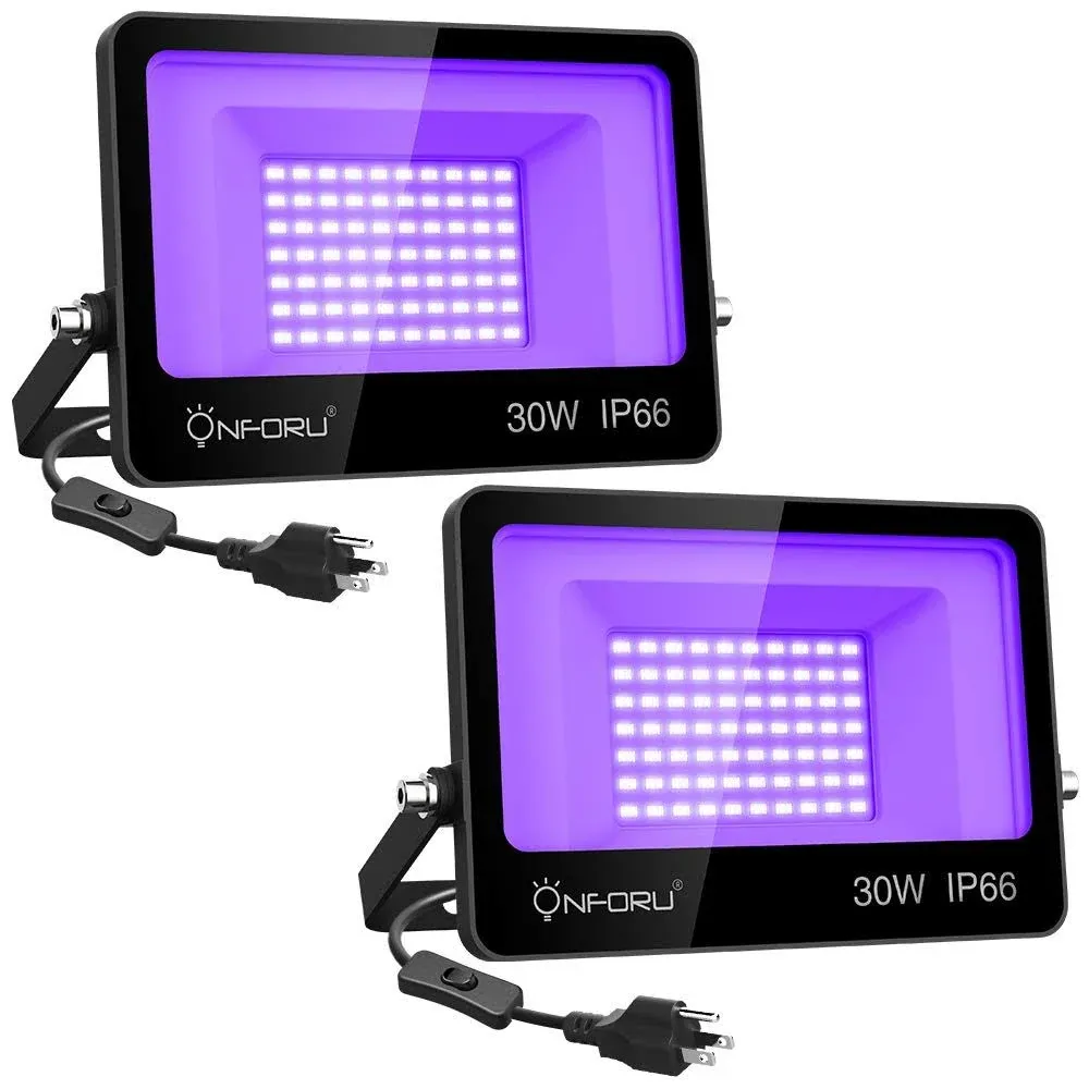 2 Pack 30W LED Black Lights, Blacklight Flood Light with Plug, IP66 Waterproof, 