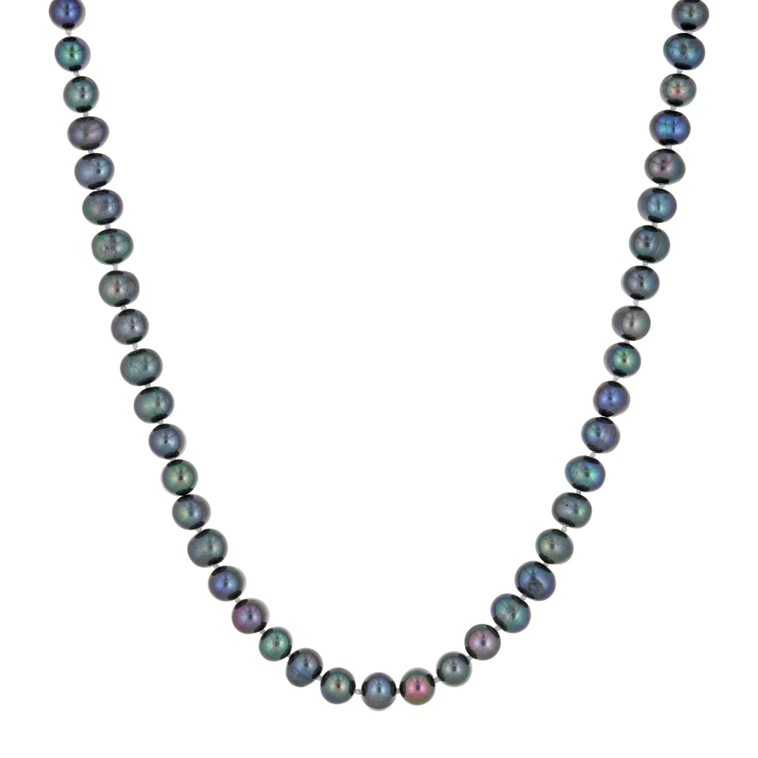 Lavari Jewelers Black Pearl Necklace in 925 Sterling Silver 36 Inches Long with Lobster Claw Clasps 6-7 mm Wide