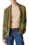 Patchwork Cardigan In Army Combo Acid Wash