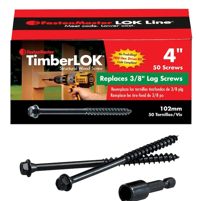 TimberLOK  by FastenMaster #0 x 4-in Black Ecoat Hex-Head Exterior Structural Wood Screws (50-Pack)TimberLOK  by FastenMaster #0 x 4-in Black Ecoat Hex-Head Exterior Structural Wood Screws (50-Pack)