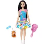 Barbie: My First Preschool Doll, Renee with 13.5-inch Soft Posable Body & Black Hair, Plush Squirrel & Accessories