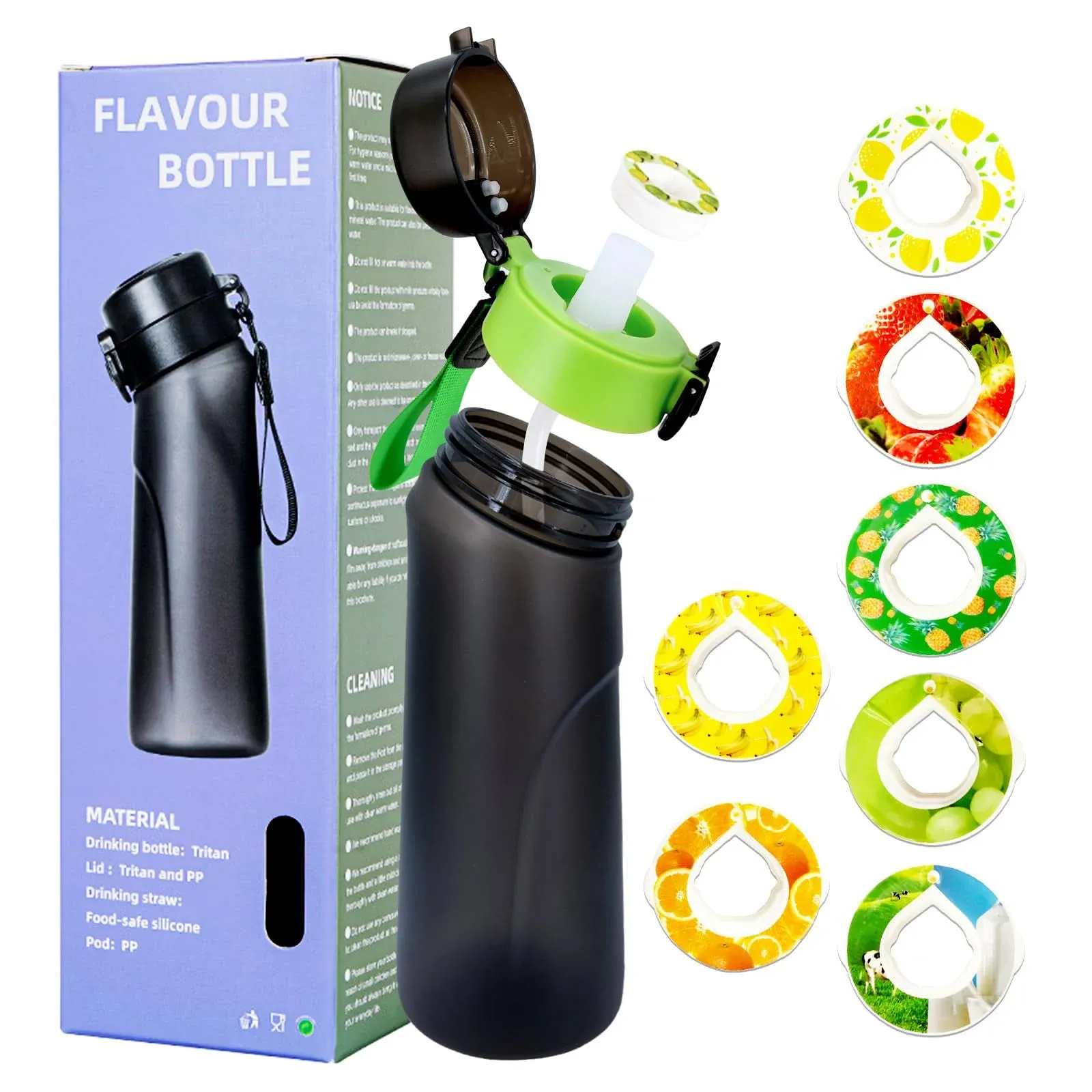 Air Water Bottle, Air Water Bottle with 7 Flavor Pods, 750ml Air Drinking Water ...