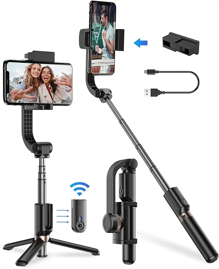 Apexel 4-Section Selfie Stick with Gimbal Stabilizer & Tripod for Smartphones