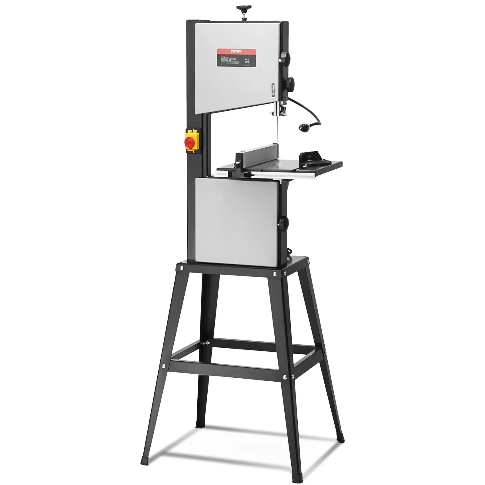 VEVOR Band Saw with Stand, 10-Inch, 560 & 1100 RPM Two-Speed Benchtop Bandsaw, 370W 1/2HP Motor with Metal Stand Optimized Work Light Workbench