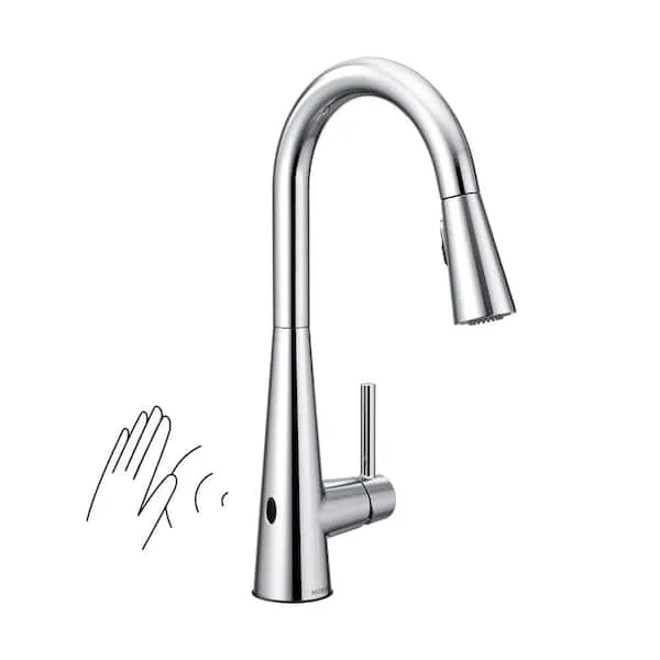 Sleek Touchless Single-Handle Pull-Down Sprayer Kitchen Faucet with Motion Sense Wave in Matte Black