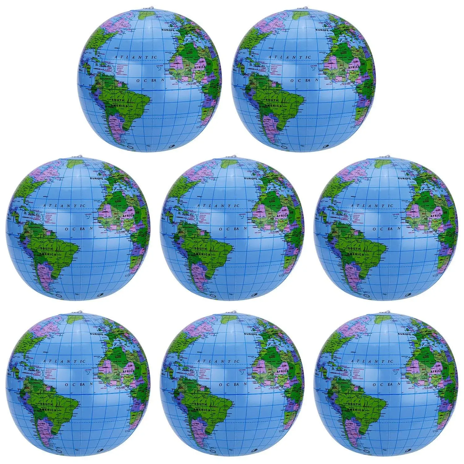  8 Pack Inflatable Globe Blow up World Globe PVC World Globe Inflatable Earth 