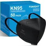 Funight KN95 Face Masks 50 Pack 5-Ply Breathable Filter Disposable Face Masks Black