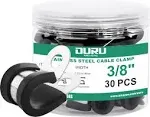 OURU 30pcs 1/2 Inch Stainless Steel Cable Clamps, Black