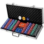 Professional Poker Set w/ Hard Case, 2 Card Decks, 5 Dice, 3 Buttons - 200 Chips