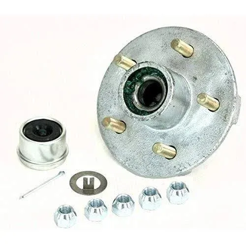 ECustomhitch Trailer Wheel Hub Pre-Greased Complete Kit Galvanized 5 Lug 84 3500lb