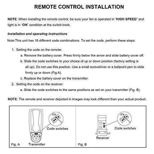 Ceiling Fan Remote Control with Reverse, Light Dimmer, 3 Speed Adjustable Control of Replacement of Hampton Bay CHQ7080T UC7080T Remote Control Only Remote