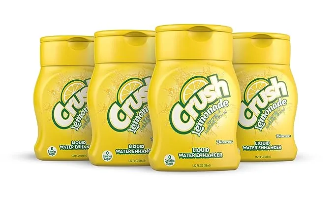 Crush Crush, Lemonade, Liquid Water Enhancer - New, Better Taste (4 Bottles, Makes 96 Flavored Water Drinks) 1.62 fl oz (Pack of 1)