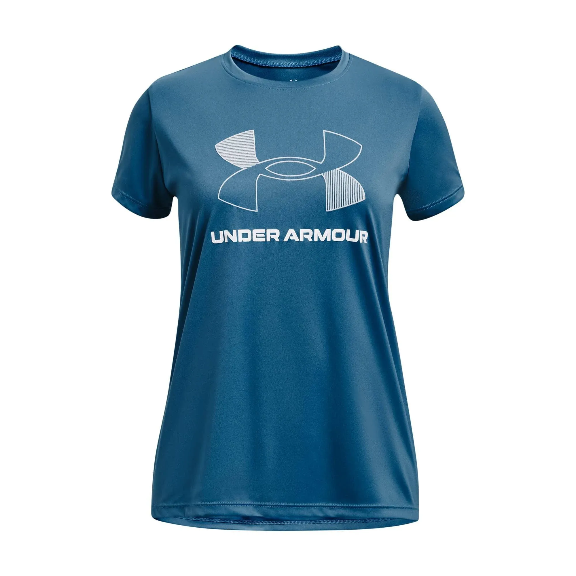 Under Armour Girls' Tech Big Logo Short Sleeve T-Shirt in Rebel Pink - YXS