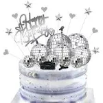 23pcs Disco Ball Cake Toppers 70's Disco Theme Cake Decoration Set with DJ Bling ...