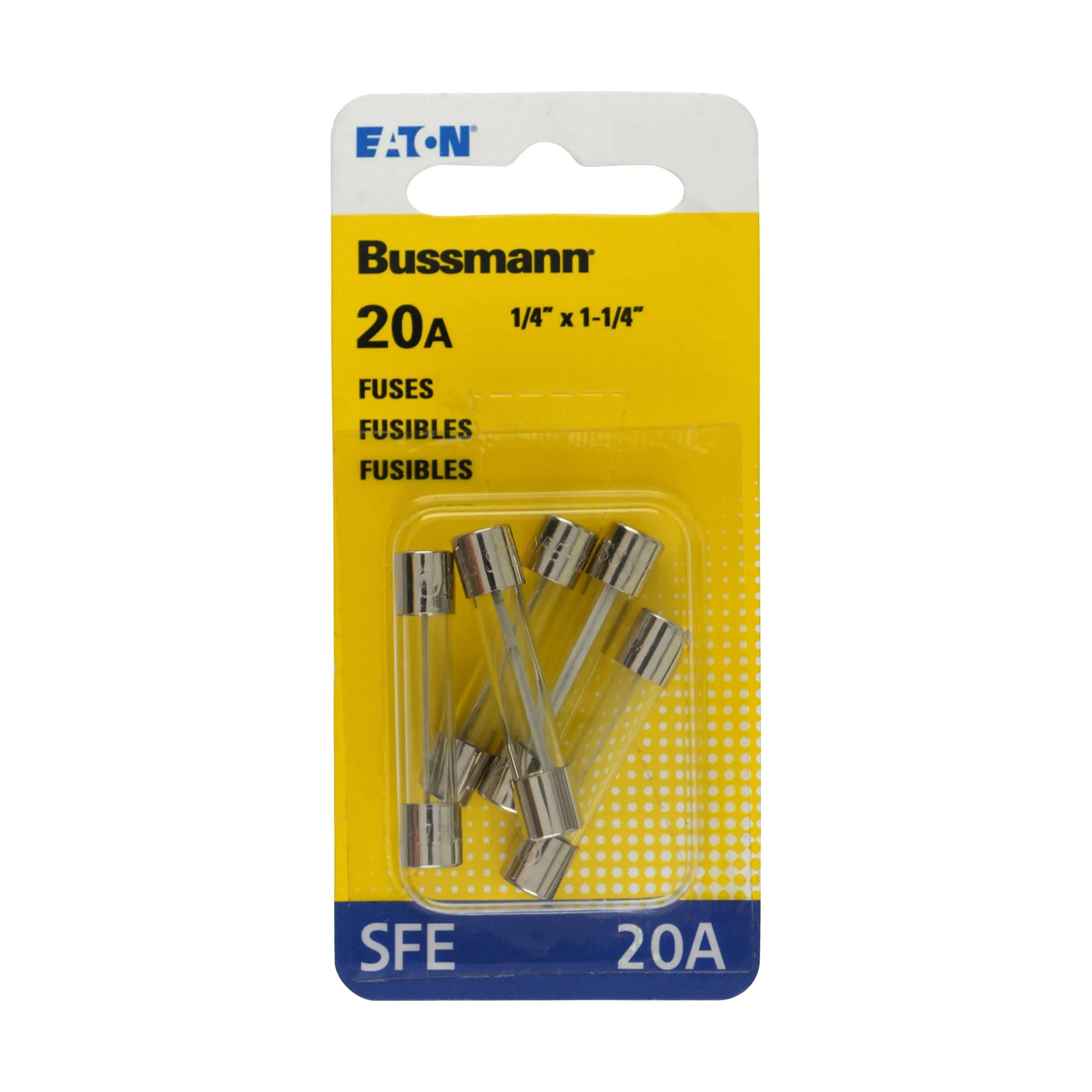 Bussman BP/SFE20 Glass Tube Fuses, 20 Amp - 5 count