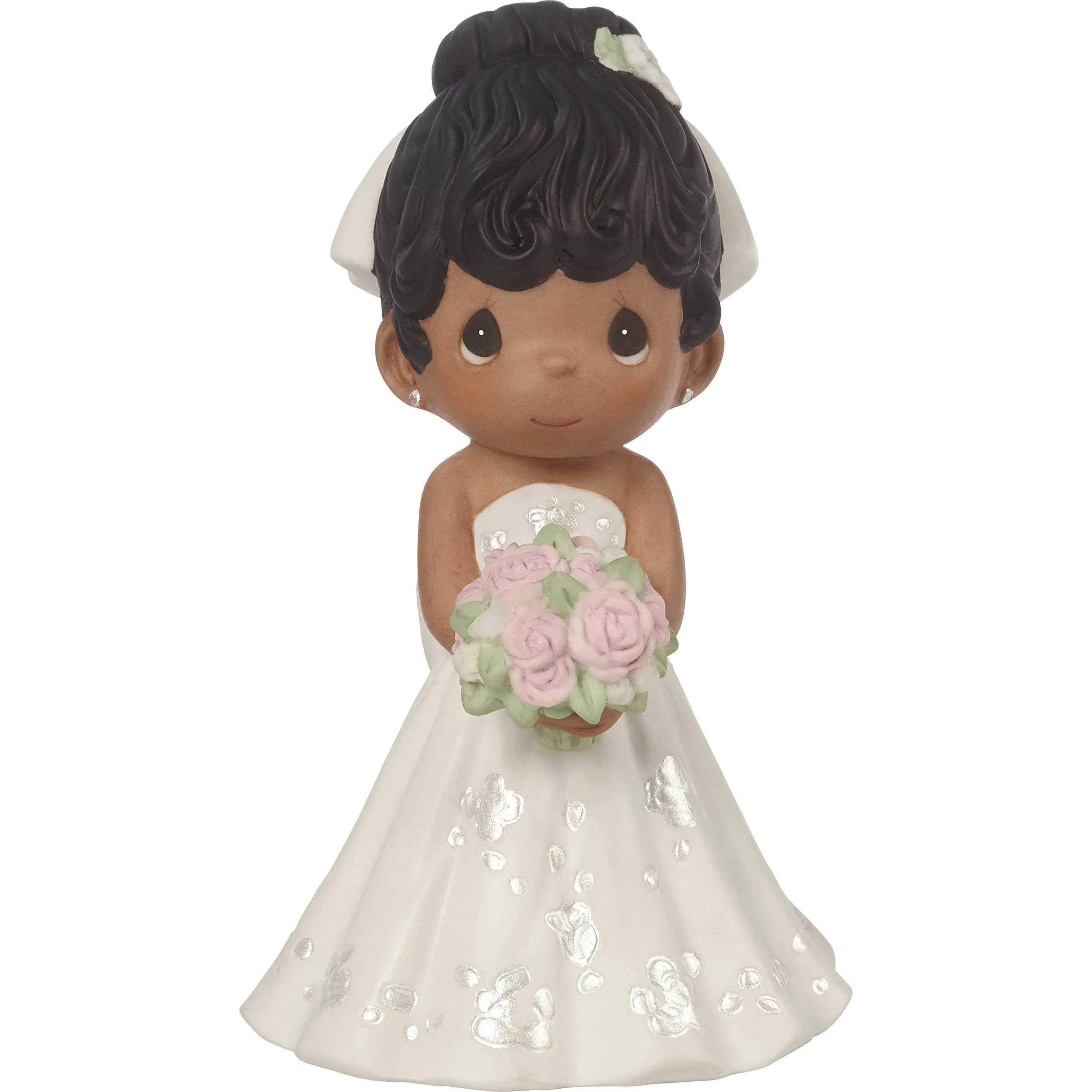 Precious Moments Bride Figurine Cake Topper with Black Hair/Dark Skin