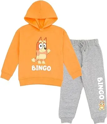 Bluey Bingo Toddler Boys Fleece Pullover Hoodie and Jogger Pants Outfit Set Orange / Gray 4T