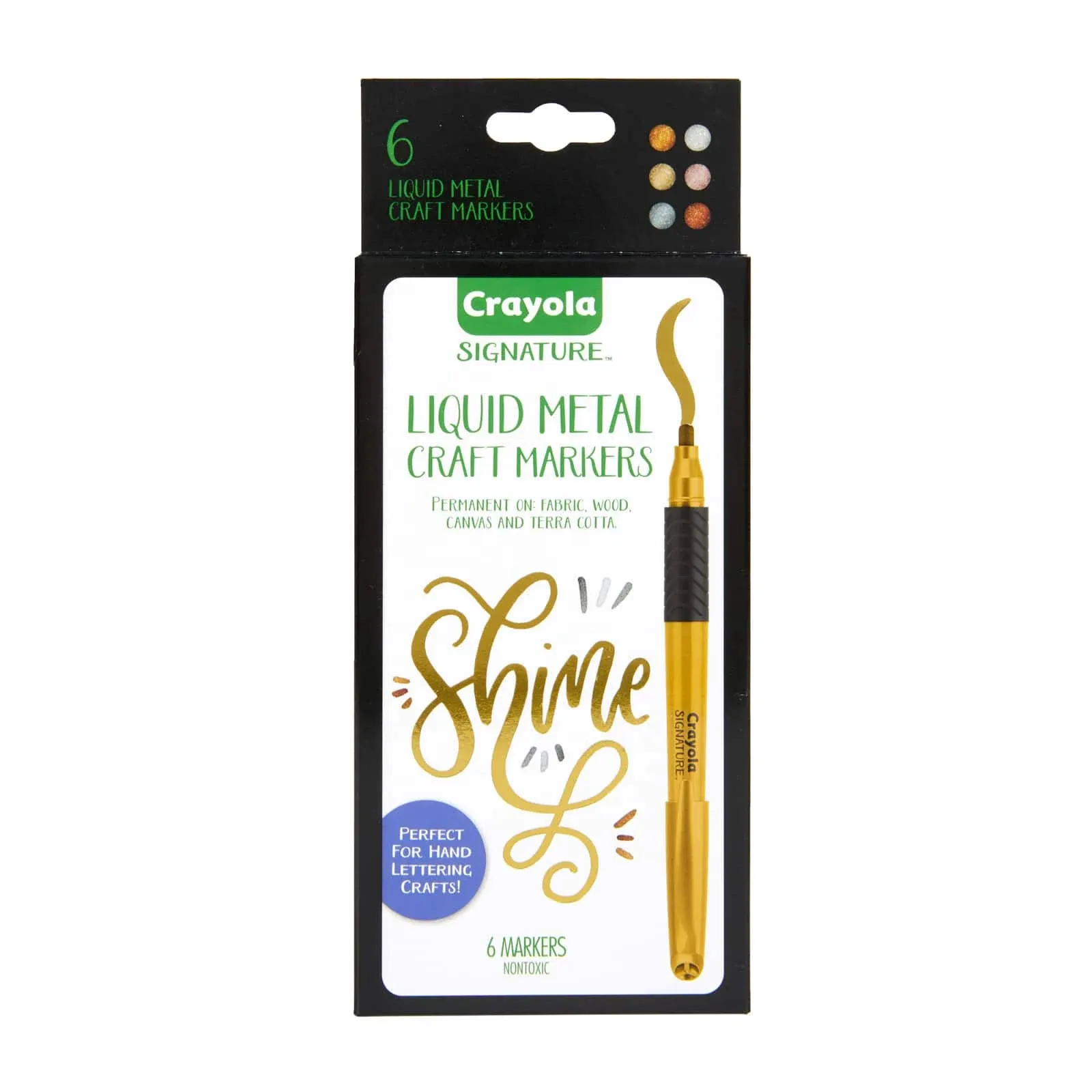 Crayola Signature Liquid Metal Permanent Art Markers, Set of 6