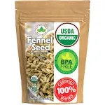 Fennel Seed 1lb (16oz) 100% Certified Organic Egyptian Fennel Seed (Foeniculum Vulgare) in 1 lbs. Bulk Resealable Kraft BPA Free Bag by U.S.