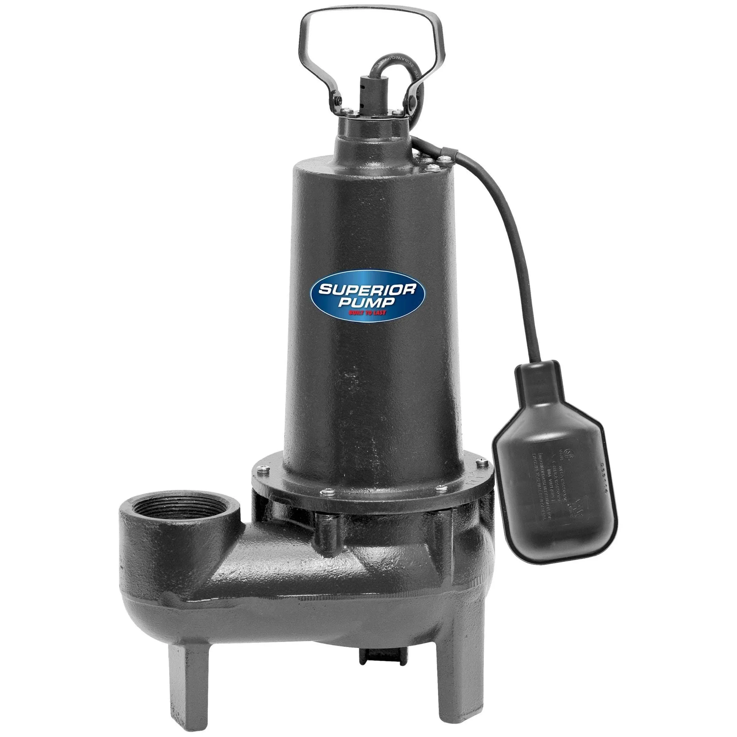 Superior Pump 93501 - 1/2 HP Cast Iron Sewage Pump (2&#034;) w/ Piggyback Tether F...