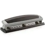 Swingline 3 Hole Punch, 10 Sheet Capacity Three Hole Puncher 3 Ring, Adjustable 2-3 Hole Paper Punch, Precision Pro, Black & Silver (74037)