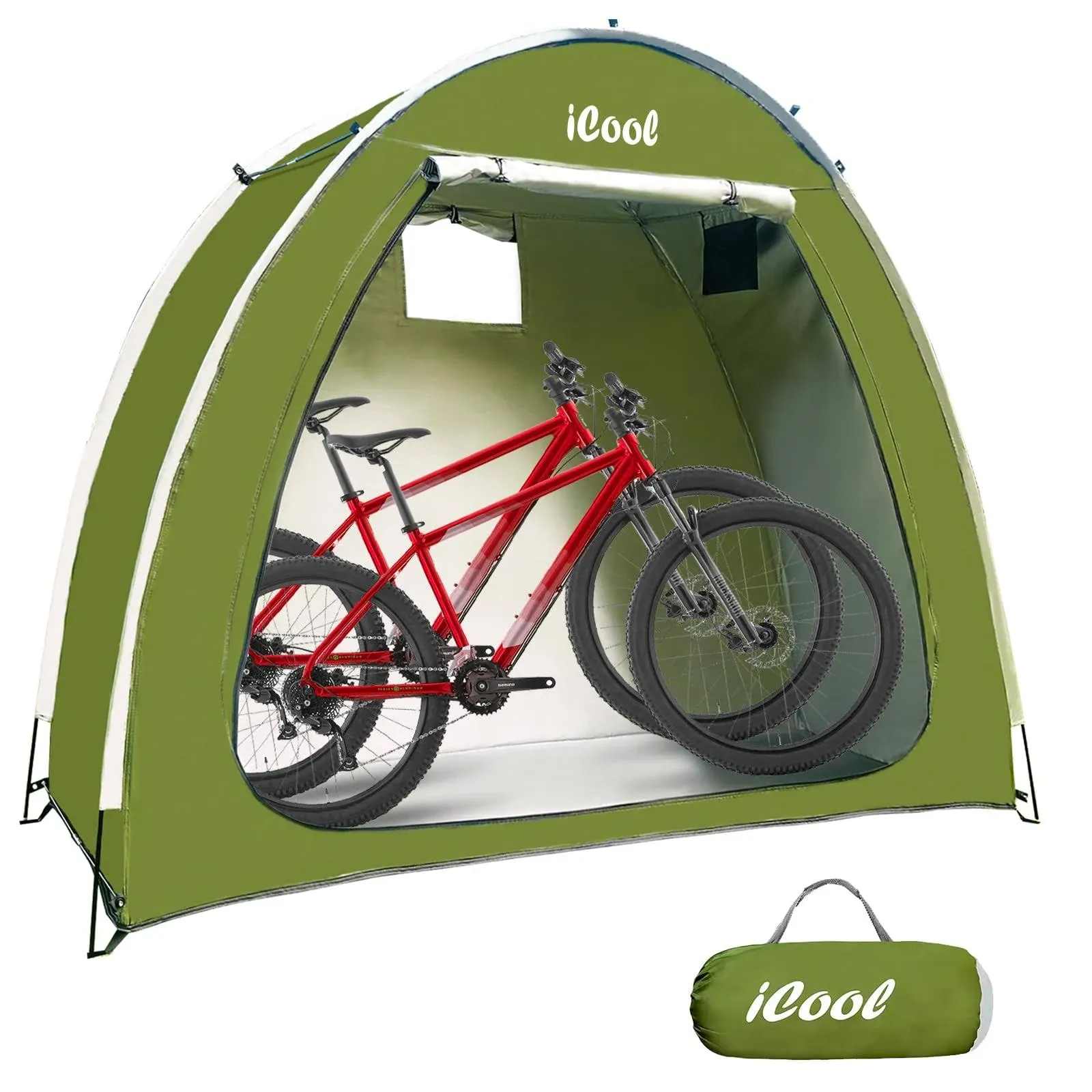 iCOOL Outdoor Bike Covers Storage Shed Tent, 210d Oxford Thick Waterproof Fabric, Outdoor Aluminum Alloy Bracket Bicycle Storage Shed, Neat Tent