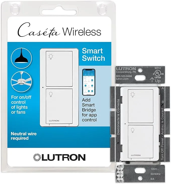 Lutron Caseta Smart Lighting Switch for All Bulb Types or Fans