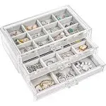 Earring Organiser Jewellery Organizer Box with 3 Drawers, Acrylic Stackable Jewe