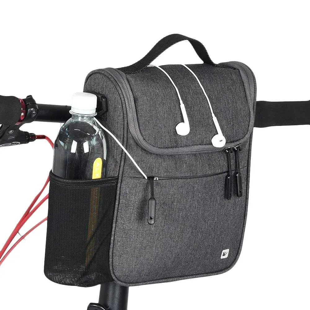 5L Bicycle Front Handlebar Bag Multifunction Cycling Tube Bag w/Raincover