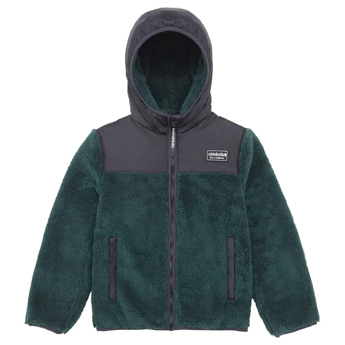 Rokka&Rolla Boys' Hooded Sherpa Fleece Lined Jacket