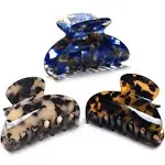 FSMILING Medium Hair Claw Clips for Thick Hair Nonslip Claw Hair Clips for Women Thin Hair Celluloid Tortoise Hair Clip Jaw Claw Clamp Clutcher 3 Col