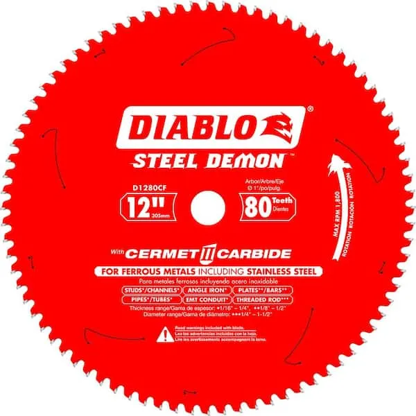 Diablo 12 in. x 80 Tooth Steel Demon Cermet II Saw Blade D1280CF