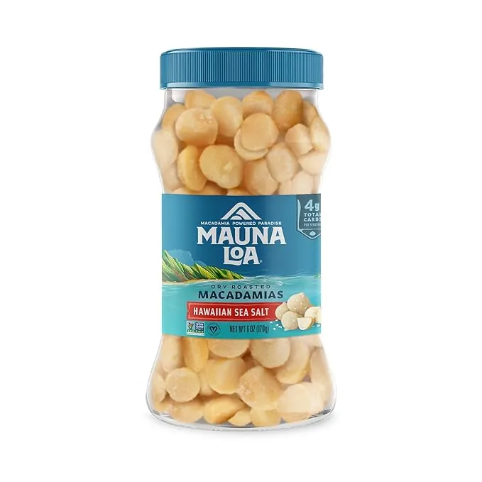 Mauna Loa Premium Hawaiian Roasted Macadamia Nuts, Sea Salt Flavor 4 oz (Pack of 6)