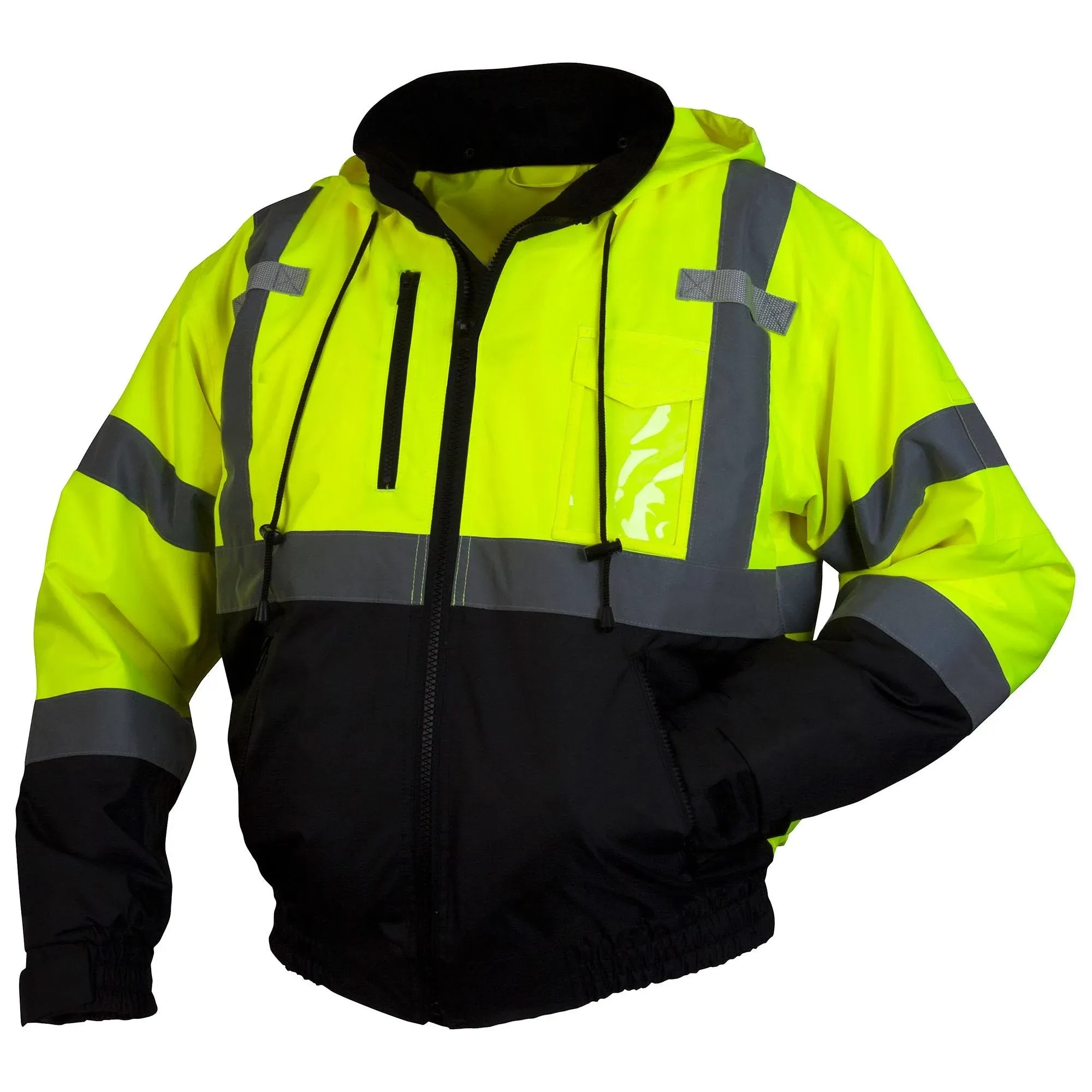 Pyramex RJ31 Series Waterproof Class 3 Fleece Bomber Safety Jacket, Lime, 4X-Large