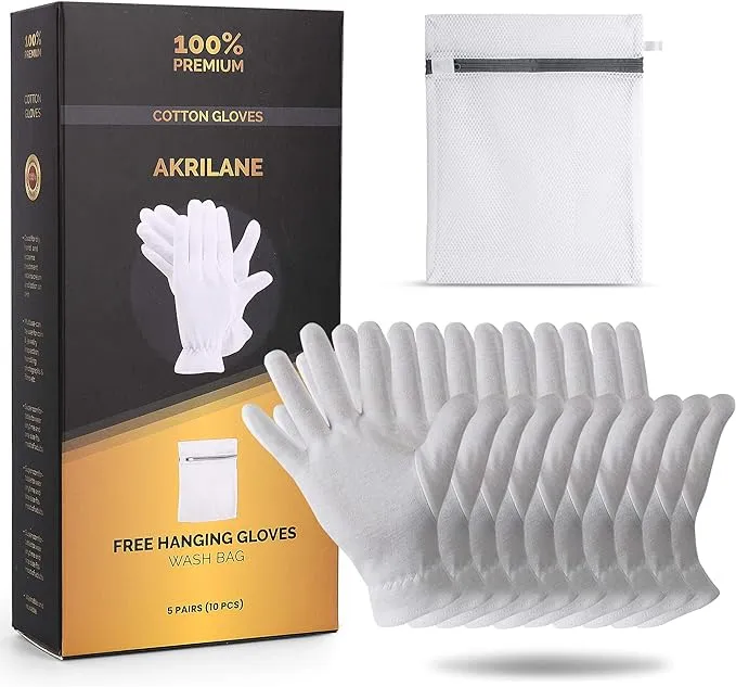 5 Pairs Cotton Gloves For Dry Hands Moisturizing Overnight Eczema Treatment Skin Spa Premium Quality