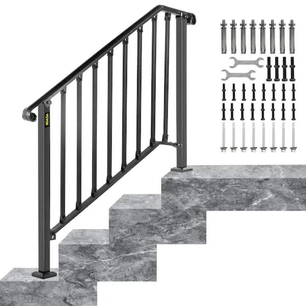 VEVOR Handrail Outdoor Stairs Rail Fits 4 Steps