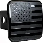 eVerHitch 2 Inch Trailer Hitch Cover Plug with Metal American Black Flag Fit ...