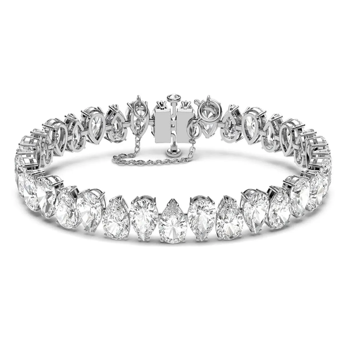 Swarovski Millenia bracelet, Pear cut, White, Rhodium plated