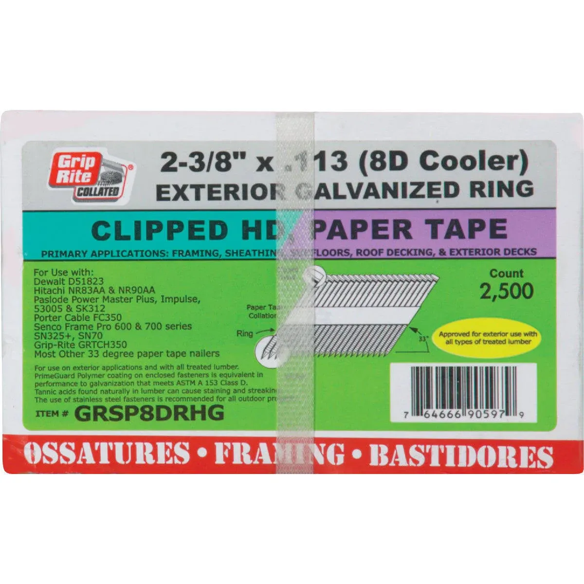 Grip-Rite 30 Degree Paper Tape Clipped Head Framing Stick Nail