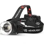 AMAKER LED Rechargeable Headlamp, 90000 Lumens Super Bright with 6 Modes & IPX7 Level Waterproof USB Rechargeable Zoom Headlamp, 90° Adjustable for Outdoor Camping, Running, Cycling,Climbing,Etc.