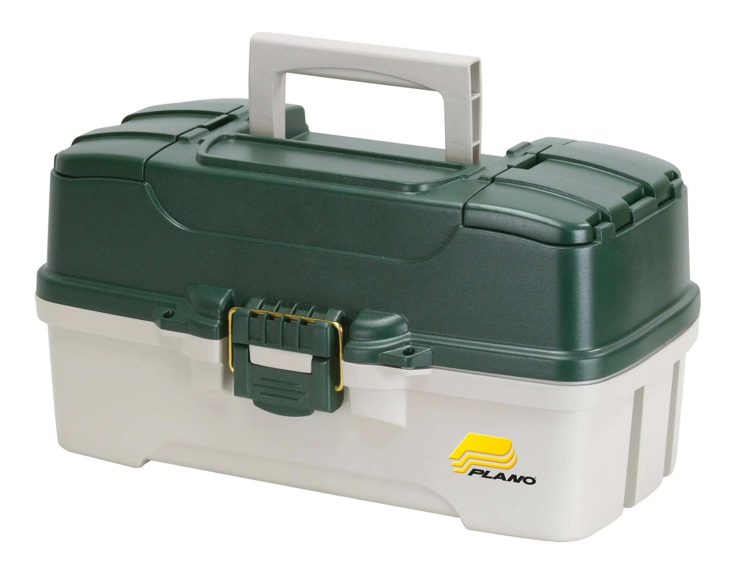 Plano 3 Tray Dual Top Access Tackle Box, Green/White