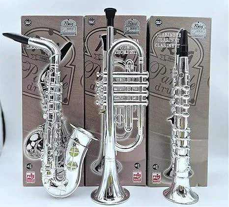 Toy Instruments Set Trumpet, Saxophone and Clarient with Standard Keys in Per...