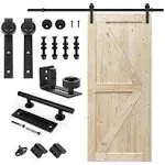 S&amp;Z TOPHAND 42 in. x 84 in. Unfinished British Brace Knotty Barn Door with 8F...