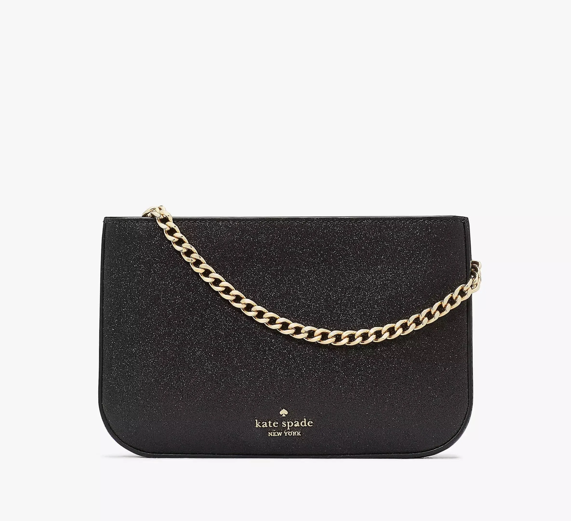 Kate Spade Glimmer Glitter Pochette Bag With Detachable Strap Black KE453