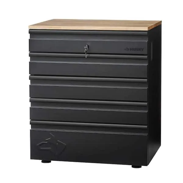 Heavy Duty 18-Gauge Steel 5-Drawer Black Garage Base Cabinet