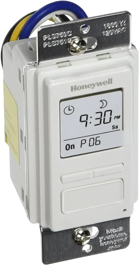 Honeywell PLS750C1000 Timer Switch with Sunrise Sunset Single or 3 Way